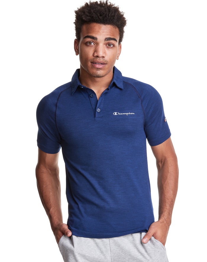 Champion Herre T-Shirts Blå - Sport Polo - Danmark QWM-374658